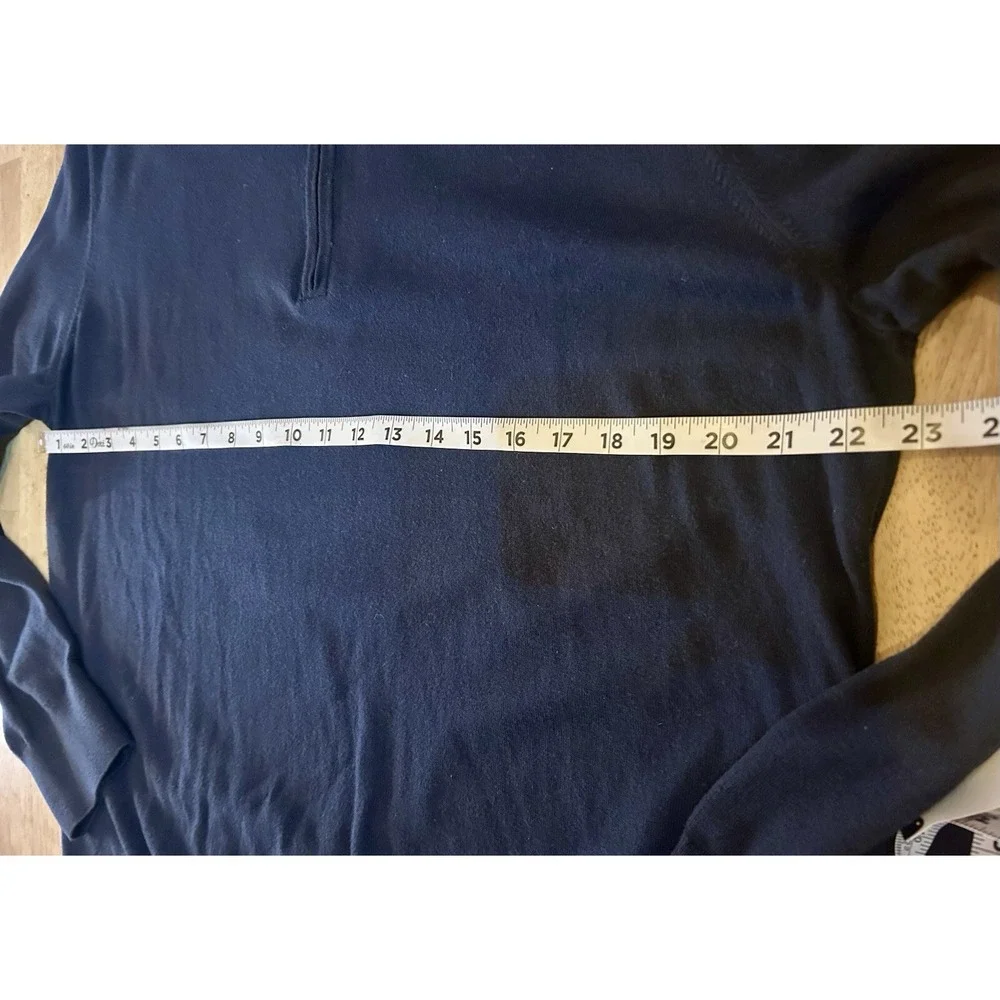 Banana Republic Sweater Mens XL Navy Long Sleeve Pullover 1/4 Zip Cotton/Silk/Ny